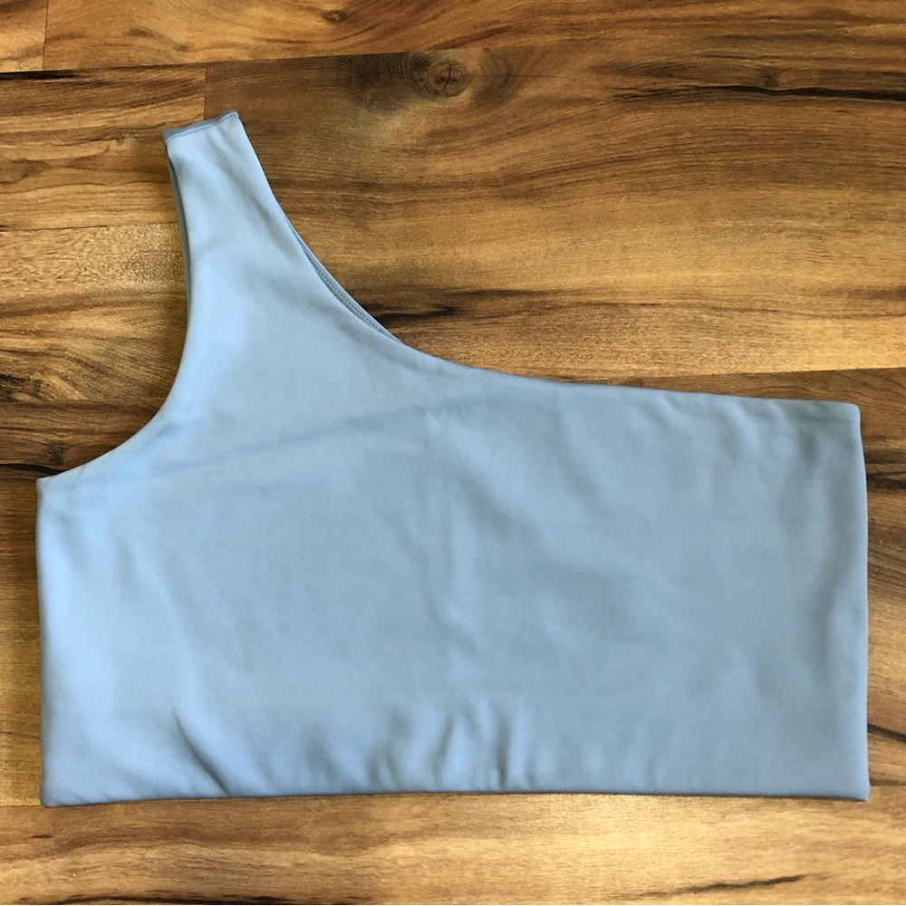 girlfriend collective One-Shoulder Light Blue Sports Bra